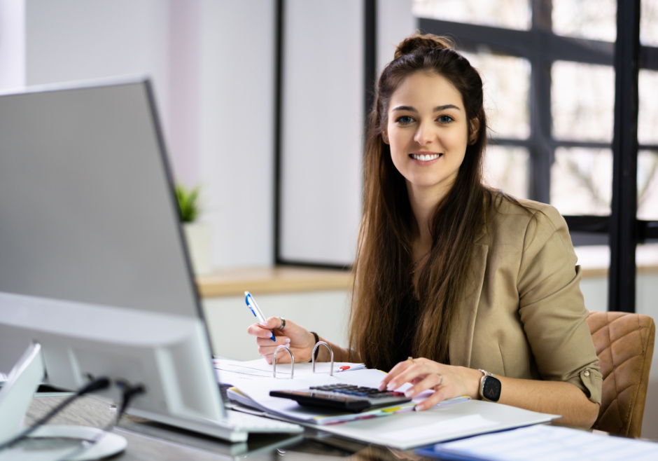 Woman Smiling While Working